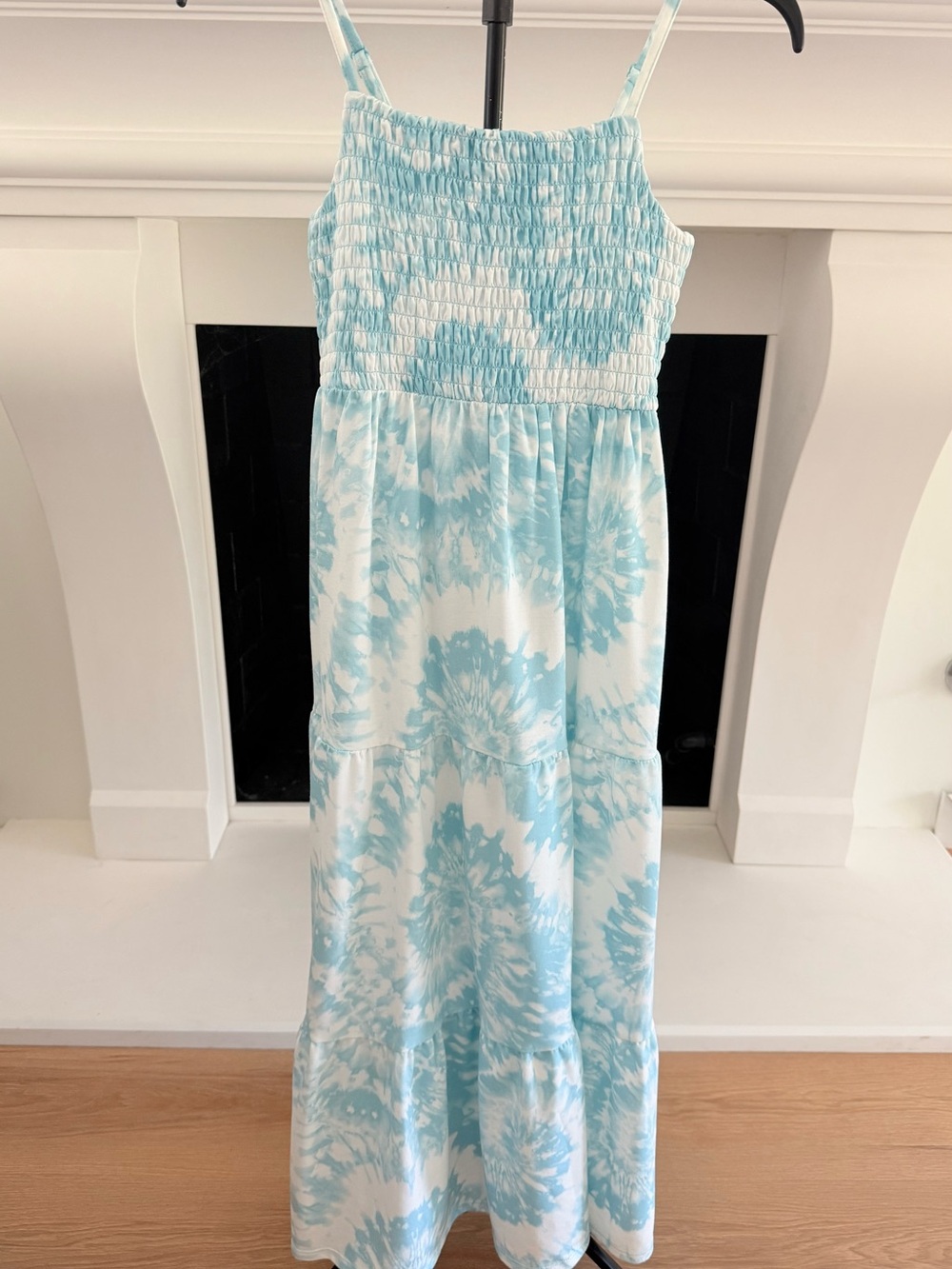Girls' Light Blue Tie-Dye Smocked Maxi Dress/ Girls 10-12